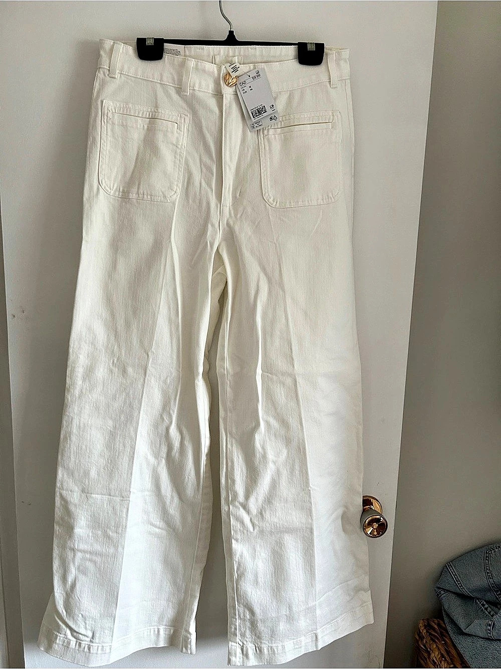 H&M Wide Leg Cotton Pants in White Size xLarge NWT